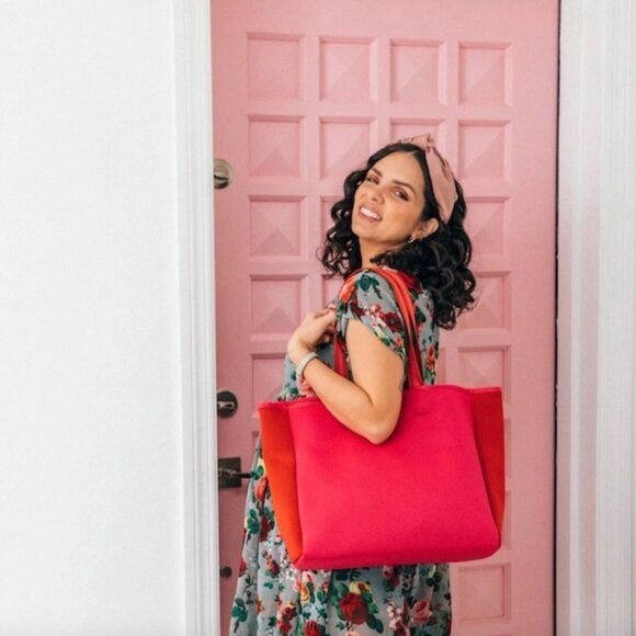 Summersalt Neoprene Beach Tote in Pink/Red - Picture 3 of 10